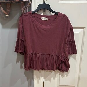 Altar'd State Burgundy Ruffle Hem Blouse